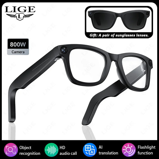 AI Smart Glasses 8MP HD Mini Camera Bluetooth Call Voice Assistant Control Translate 300Mah Smart Sports Camera Sunglasses