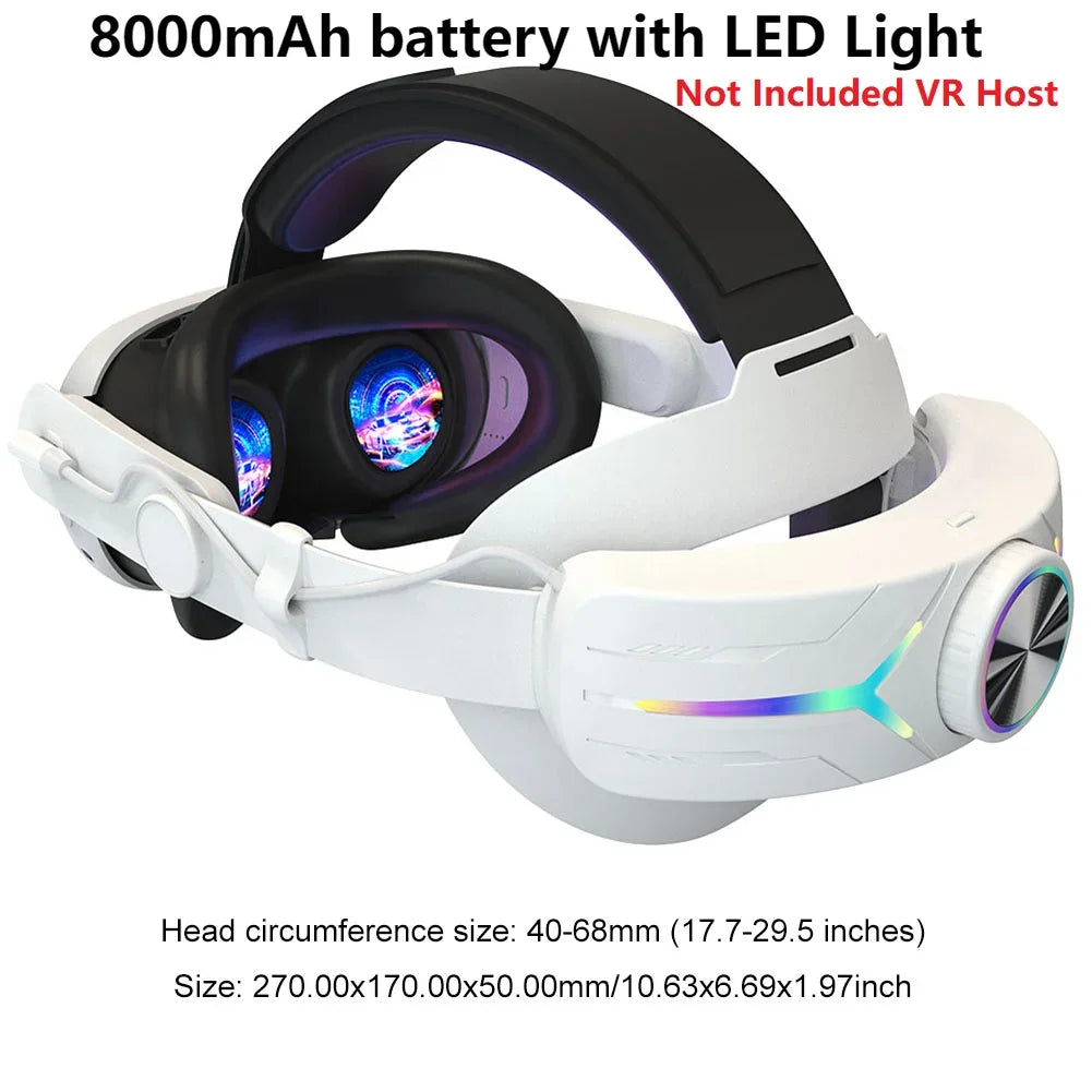 Head Strap  Quest 3 Comfort Sponge VR Headwear Charging Headset with Built-In 8000/6000Mah Batteries for VR Accessories