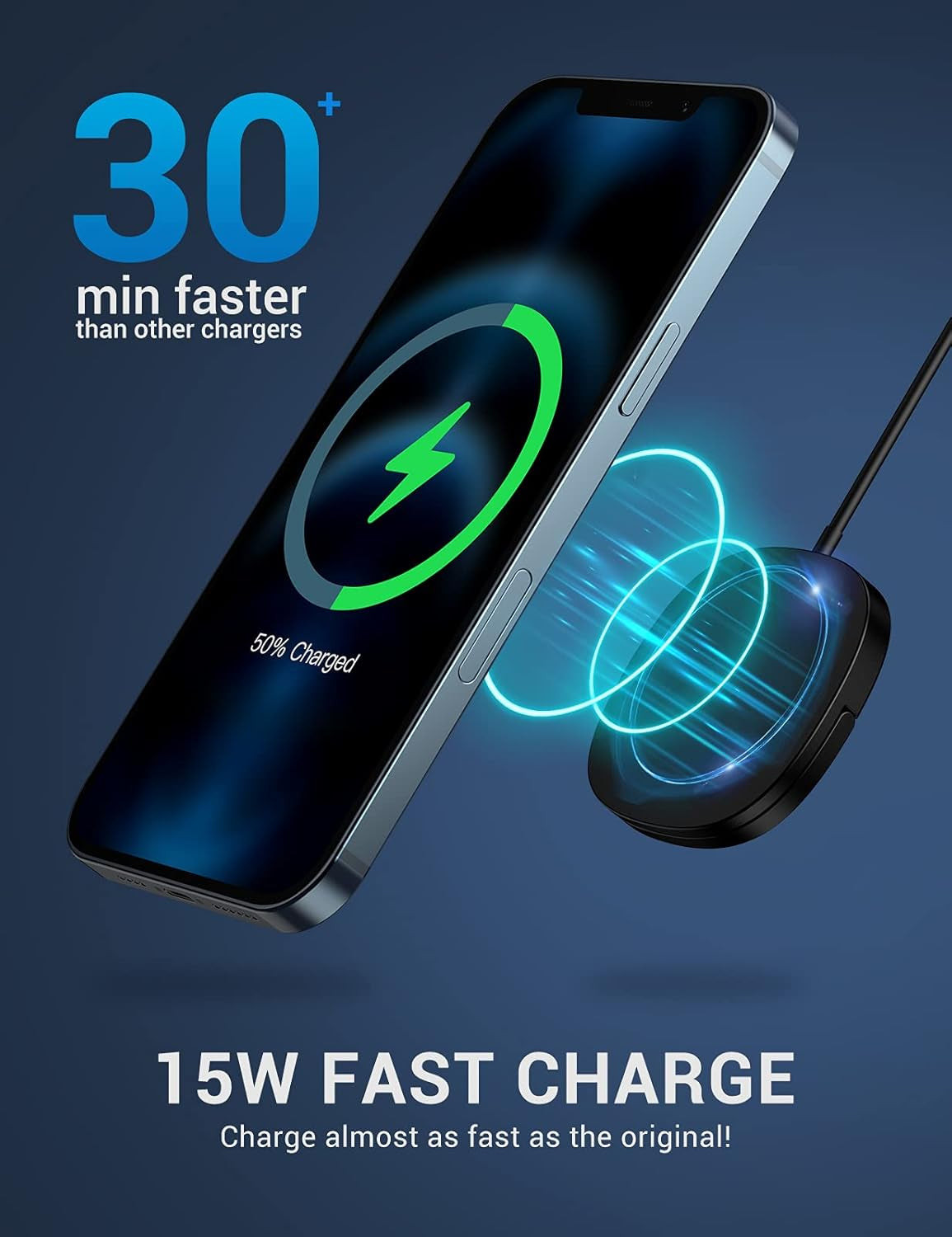 Iphone Magnetic Charger - Super Fast Mag Safe Charging Pad and 20W PD2.0 USB-C Wall Plug Compatible with Iphone 15 14 13 12 Pro Max Series, Airpods Series - Black
