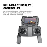 Skyvision 4K Ultra HD GPS Foldable Video Drone with 4.3" Display Controller, Brushless Motors, 1-Axis Gimbal, VR Headset, 17-Minute Flight Time & Travel Carry Case