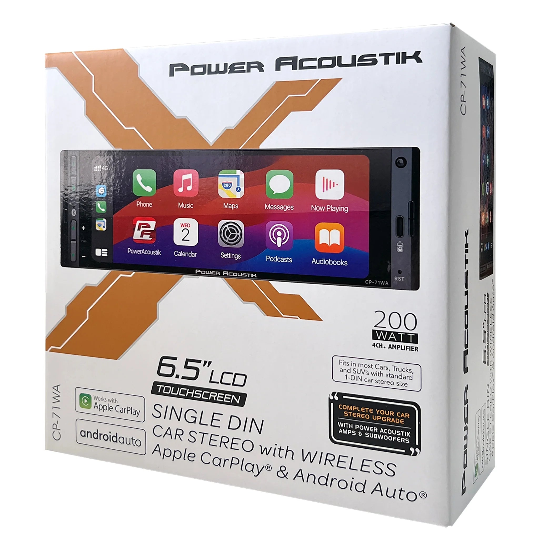 CP-71WA Single DIN 6.5" Color Touchscreen Car Stereo with Bluetooth Connected Apple Carplay + Android Auto