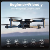 Drone with Camera for Kids 8-12, WF11 1080P Foldable Quadcopter with FPV Transmission, 2 Batteries, Black