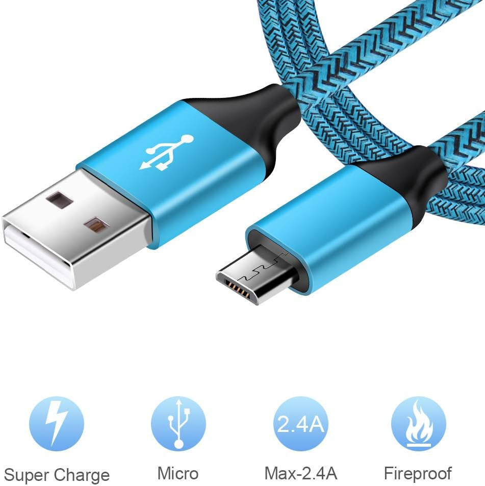 Android Charger Fast Charging, USB Wall Charger Plug Block Adapter with Fast Long Android Phone Charger Micro USB Charger Cable Cord 6Ft for Samsung Galaxy S7 S6 J3 J7 Note 5,Tablet,Kindle Fire