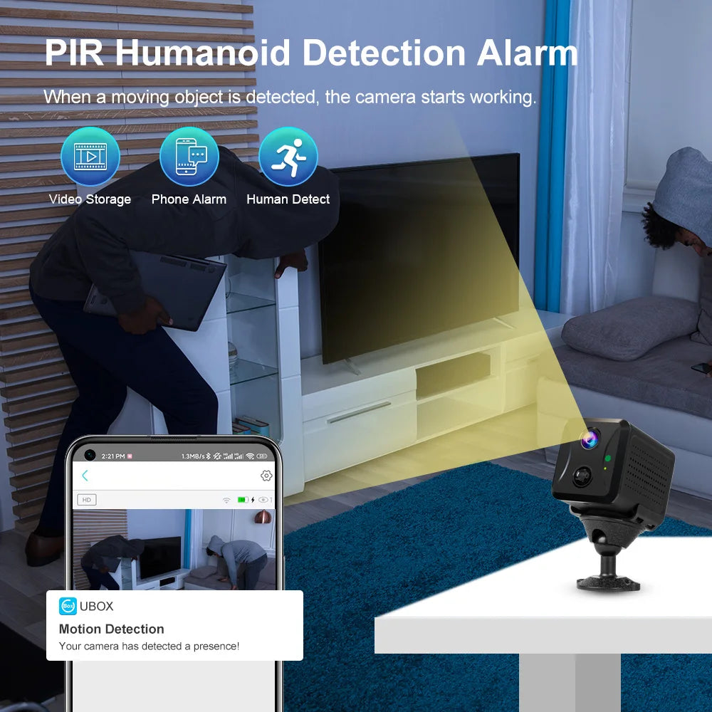 2PCS  5MP Mini Camera 4G/Wifi Security Camera 2400Mah Indoor Home Surveillance Cam PIR Human Motion Auto Tracking Ubox