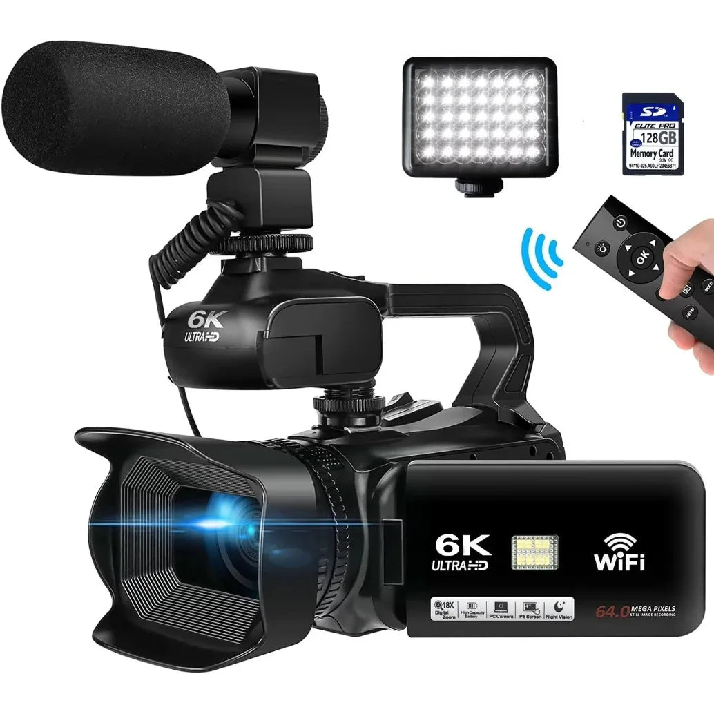Full 4K Professional Video Camera 64MP Wifi Camcorder Digital Cameras Streaming Camera Auto Focus Camcorders 4.0"Touch