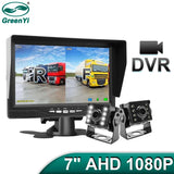 1920*1080 Recording DVR 2 Truck Backup Camera AHD Night Vision with 7" Vehicle Rear View Monitor Support SD Card