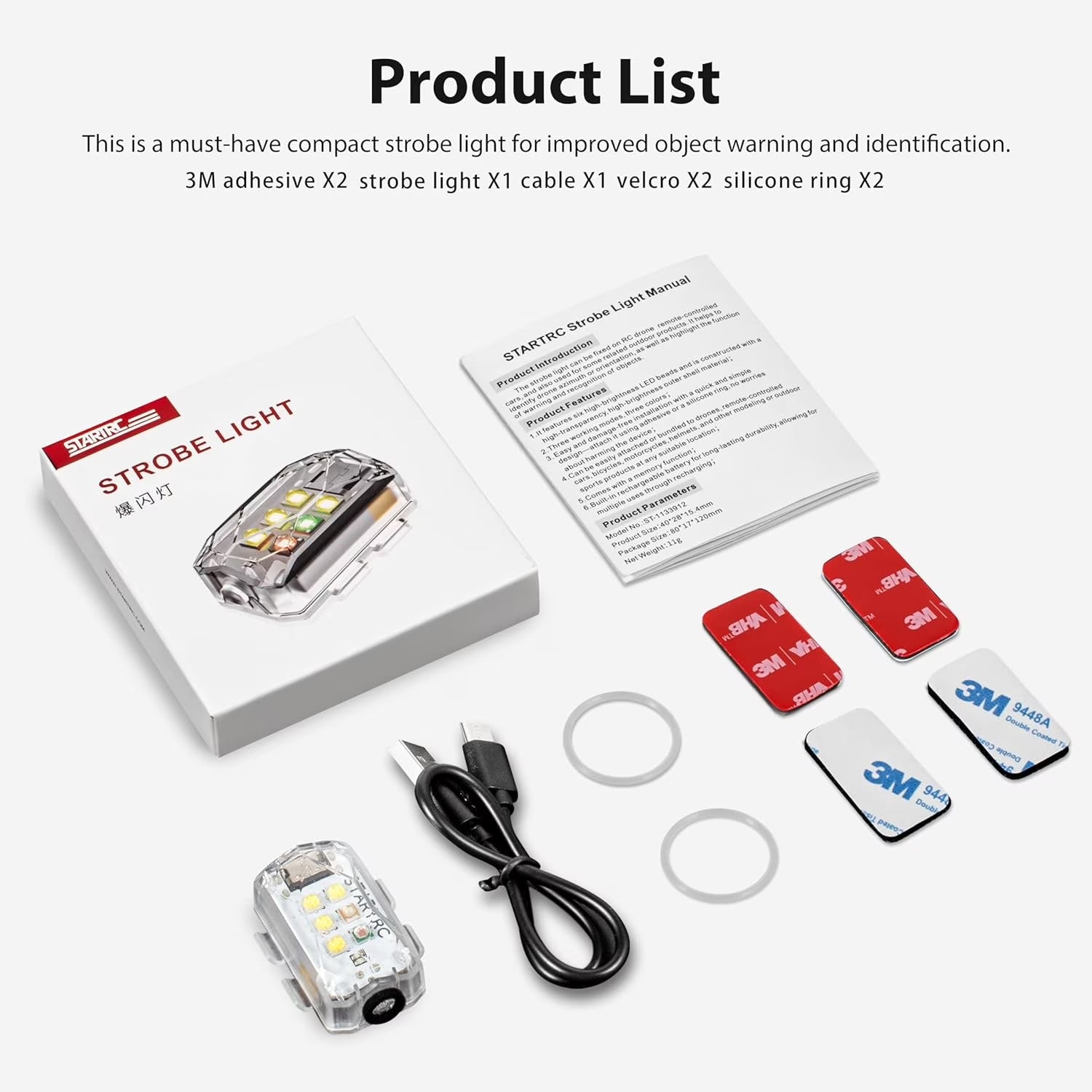 Drone Strobe Light, anti Collision Light, Rechargable Flash Led Lamp Light for FAA Drone Night Flying, Fits for DJI Mini 4 Pro, Avata 2,Mini 4K,Air 3, Mavic 3 and All RC Drones Accessory