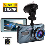 Touch Screen Dash Cam 4" 1080P Dual Lens Car DVR Recorder Front and Rear Camera