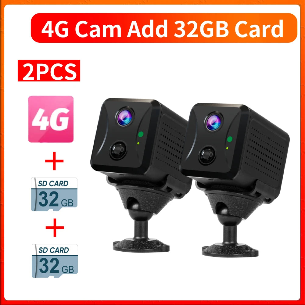 2PCS  5MP Mini Camera 4G/Wifi Security Camera 2400Mah Indoor Home Surveillance Cam PIR Human Motion Auto Tracking Ubox