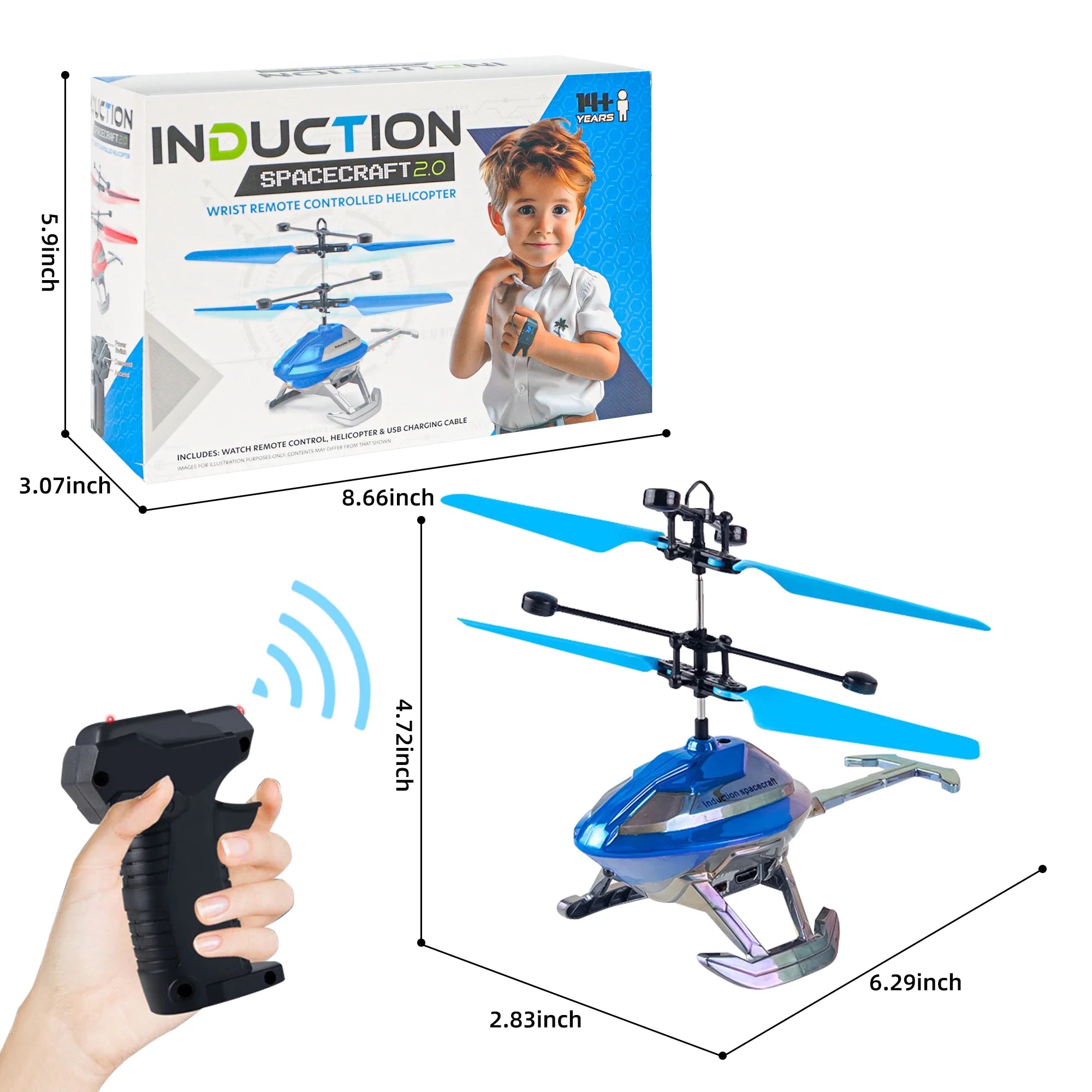 Remote Control Helicopter Hand-Controlled Mini Dronecosmic Drone RC UFO LED Flying Toys for Kids with 3.5 Channel RC Helicopters, Controller