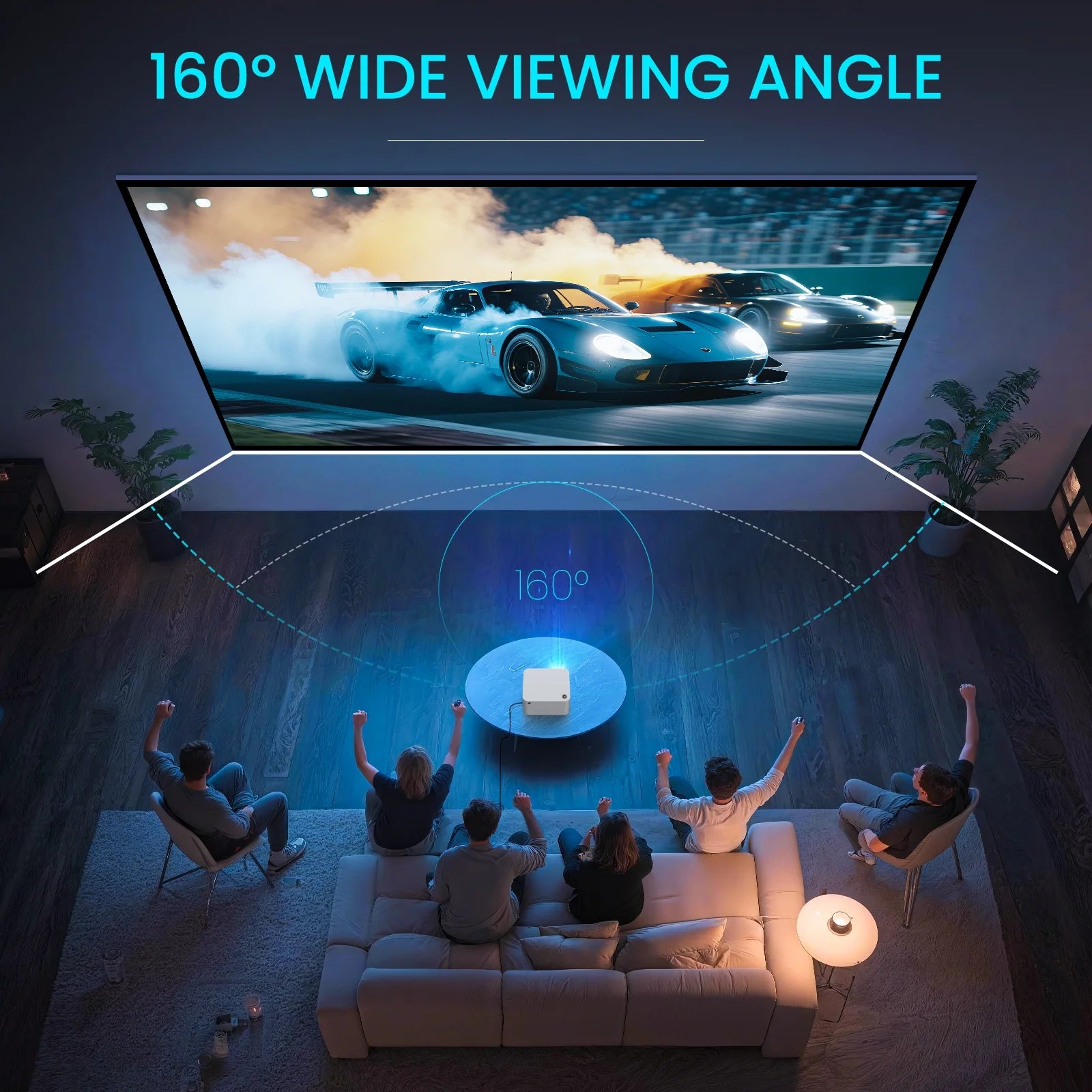 Built in Streaming Smart Projector and Fresnel 85% Alr Screen, Daylight Screen 100% Srgb Support 8K/4K, Home Projector Wifi 6 Bluetooth 5.4