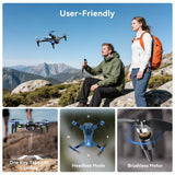 RC Drone with 4K Camera for Adults Kids, Brushless Mini Drone with Headless Mode, RC Quadcopter with Colorful LED Light, 2 Batteries for Beginners