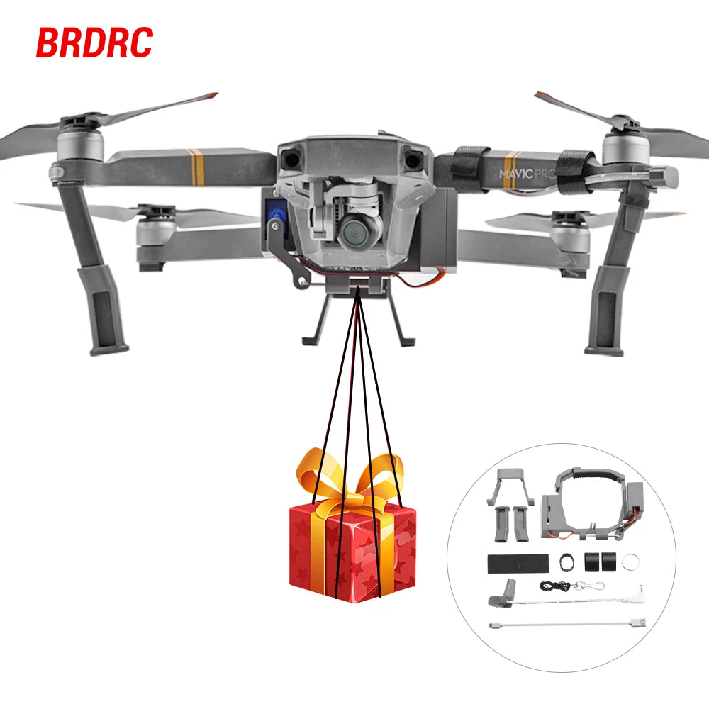 BRDRC Air Drop Dropping System for  Mavic Pro/3/2/Air 2/2S Platinum Drone Thrower Deliver Life Saver Fishing Bait Ring Sender