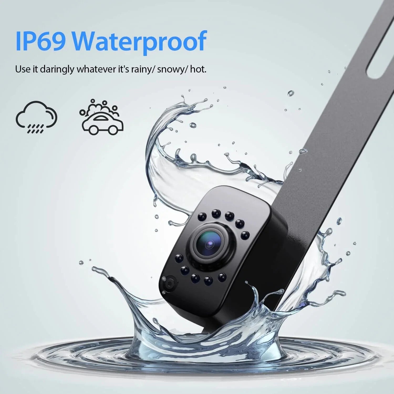 Backup Wired Camera 7'' 1080P Front & Rear View Monitor Back up Camera for Car or Truck IP69 Waterproof Night Vision DIY Grid Lines AY7 Wired Camera