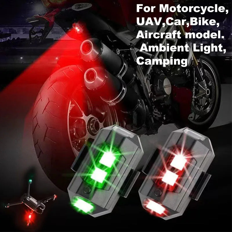 Universal LED Strobe Lights Motorcycle/Bike/Aircraft/Drone anti Collision Warning Light Night Flying Blinking Signal Indicator
