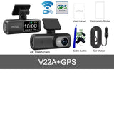 Dash Cam 4K+1080P Dual-Channel Dash Car Camera Recorder with GPS Wifi Car DVR 24H Parking Monitor Black Box