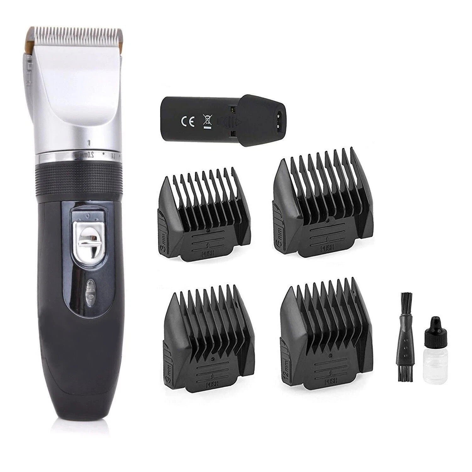 TAGLIA CAPELLI RASOIO BARBA 2 BATTERIE RICARICABILE LAMA CERAMICA RFC-208
