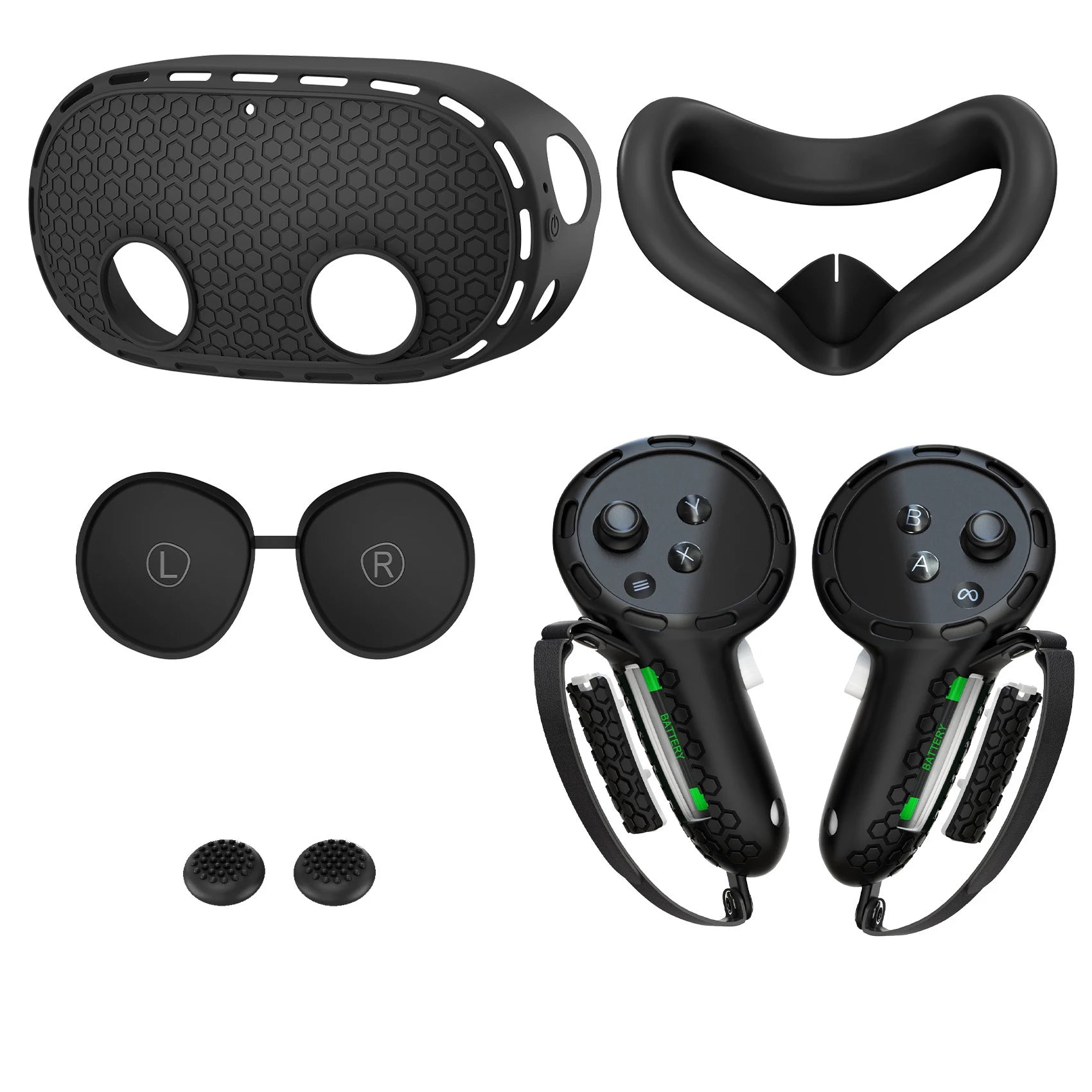 10-In-1 Soft Silicone Controller Case for Meta Quest 3 /3S Headset Grip Protector with Battery Cover for Quest 3/3S Accessories
