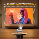 [Built-In Apps]  Projector 4K with Wifi and Bluetooth, 16000L Movie Projector with [Electric Focus and Auto Keystone], 270° Rotatable Portable Outdoor Projector for HDMI, USB, Phone