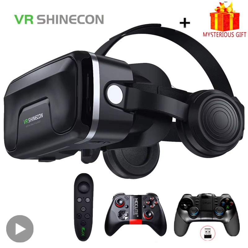 Shinecon Viar 3D Virtual Reality VR Glasses Headset Devices Helmet Lenses Goggles Smart for Smartphones Phone Cell Mobile Games