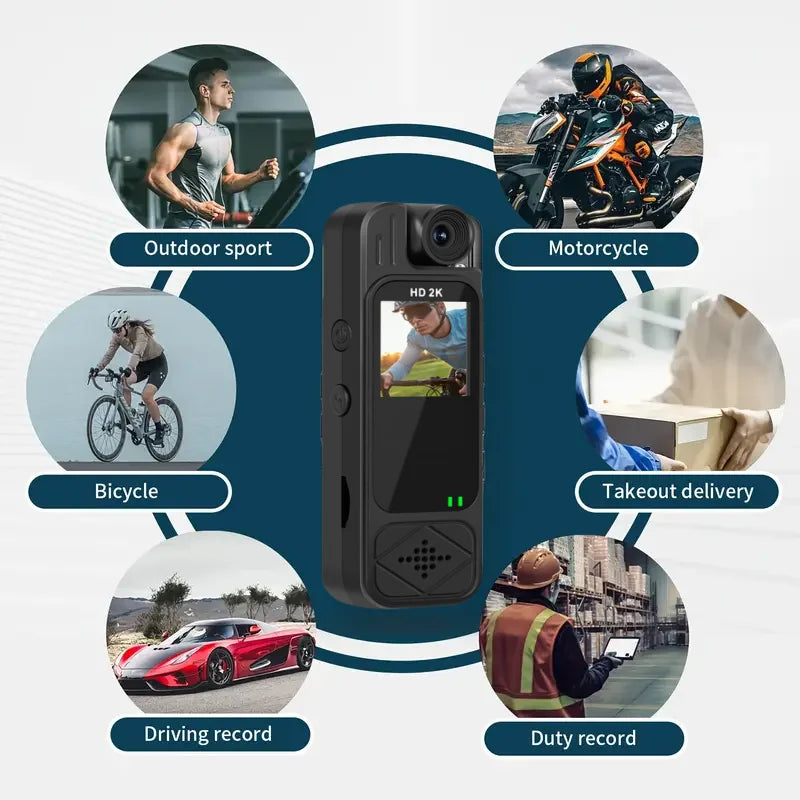 Portable Camera 2K Mini Sports Camera Digital Video Recorder Worn Police Small Bodycam Infrared Night Vision Sports DV Camcorder