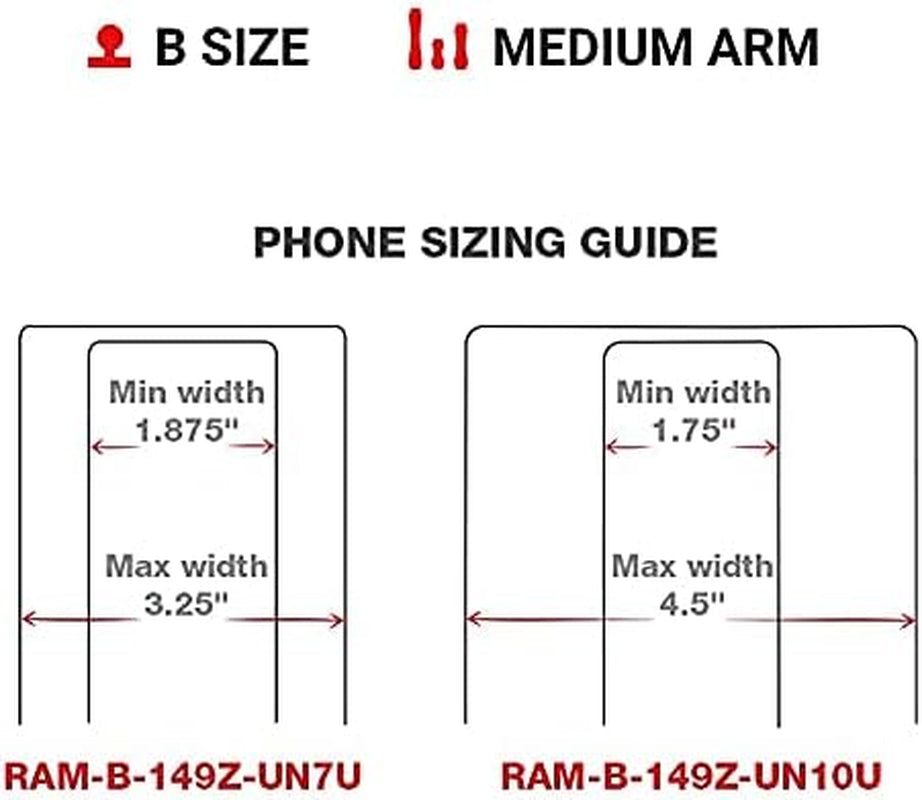 X-Grip Large Motorcycle Phone Mount with Handlebar U-Bolt Base, Medium Arm, Universal Bike & ATV Smartphone Holder RAM-B-149Z-UN10U