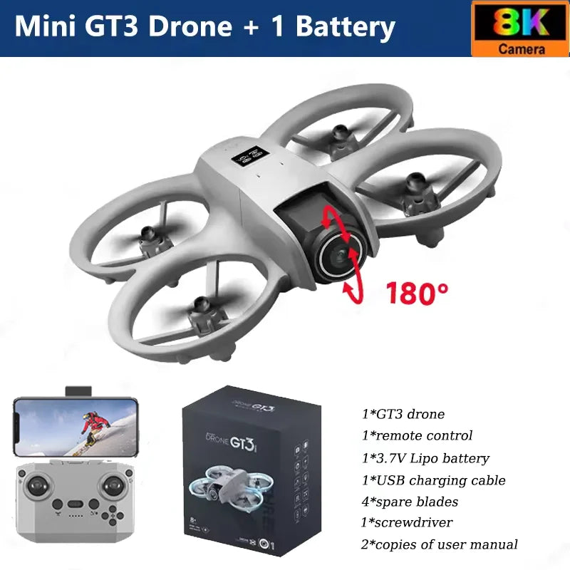 NEW GT3 MAX Drone 8K HD Camera 360°Stunt Dual Lens GPS 5G Wifi Brushless Motors Foldable Quadcopter for Aerial Photography Gifts