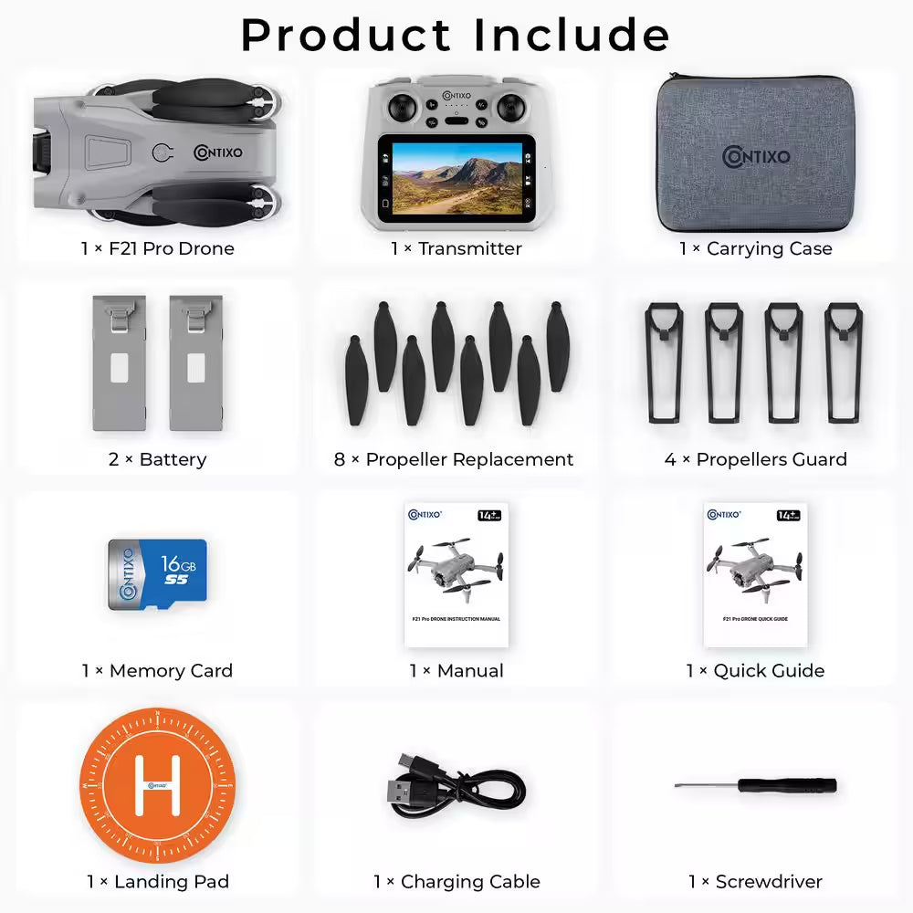 Lumo Pro Mini FPV Drone with Camera, 4.3 In.Screen, Foldable, Brushless Motor, 2-Batteries and Case – Gray