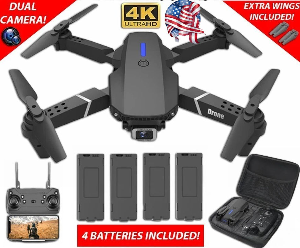 2025 New RC Drone with 4K HD Dual Camera Wifi FPV Foldable Quadcopter +4 Battery