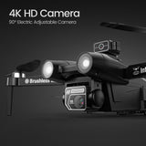 DEERC D75 GPS Drone with 4K Camera for Adults, Brushless Motor, Auto Return Home, 2 Batteries, Black