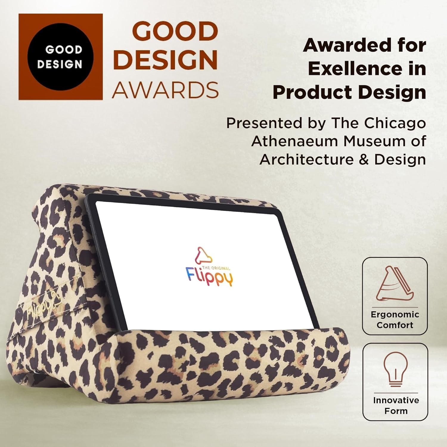 Original Tablet Pillow Stand & Ipad Holder, Gift for Book Lovers & Readers, Multi-Angle Stand with Storage for Lap, Desk & Bed, Compatible with Kindle, Fire, Ipad & Samsung, Def Leopard