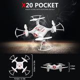 X20 Mini Drone RC Nano Quadcopter with Auto Hovering 3D Flip(White)