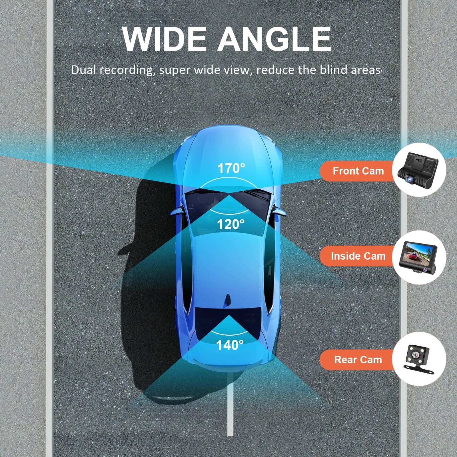 Dash Cam Front and Rear Dash Cam 4 Inch Dashboard Full 170° Wide Angle Backup with Night Vision G-Sensor Parking Monitor Loop Recording Motion Detection
