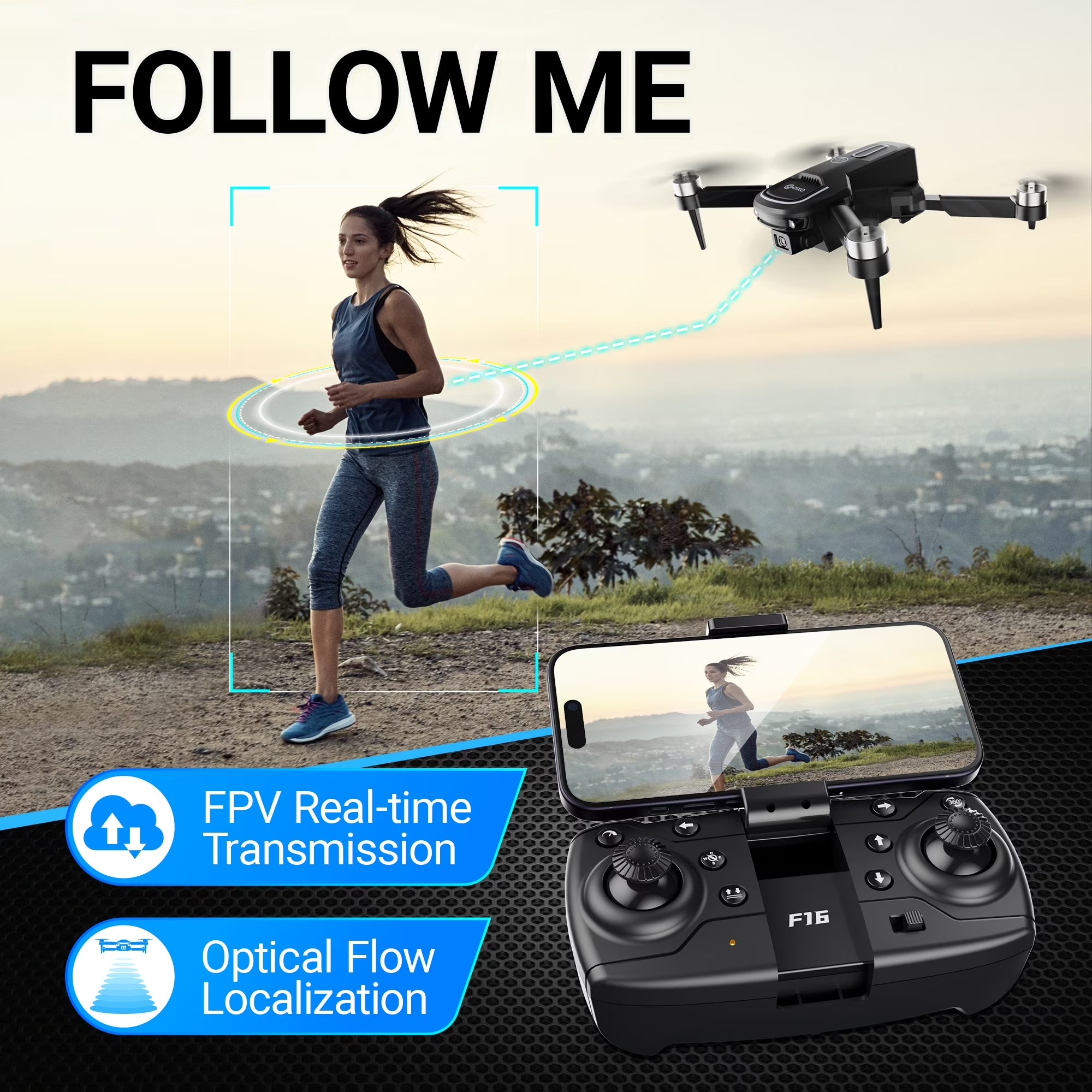 F16 Stunt Drone for Adults and Kids with 1080P Camera & Brushless Motor, 17-Minute Flight Time, Graphite