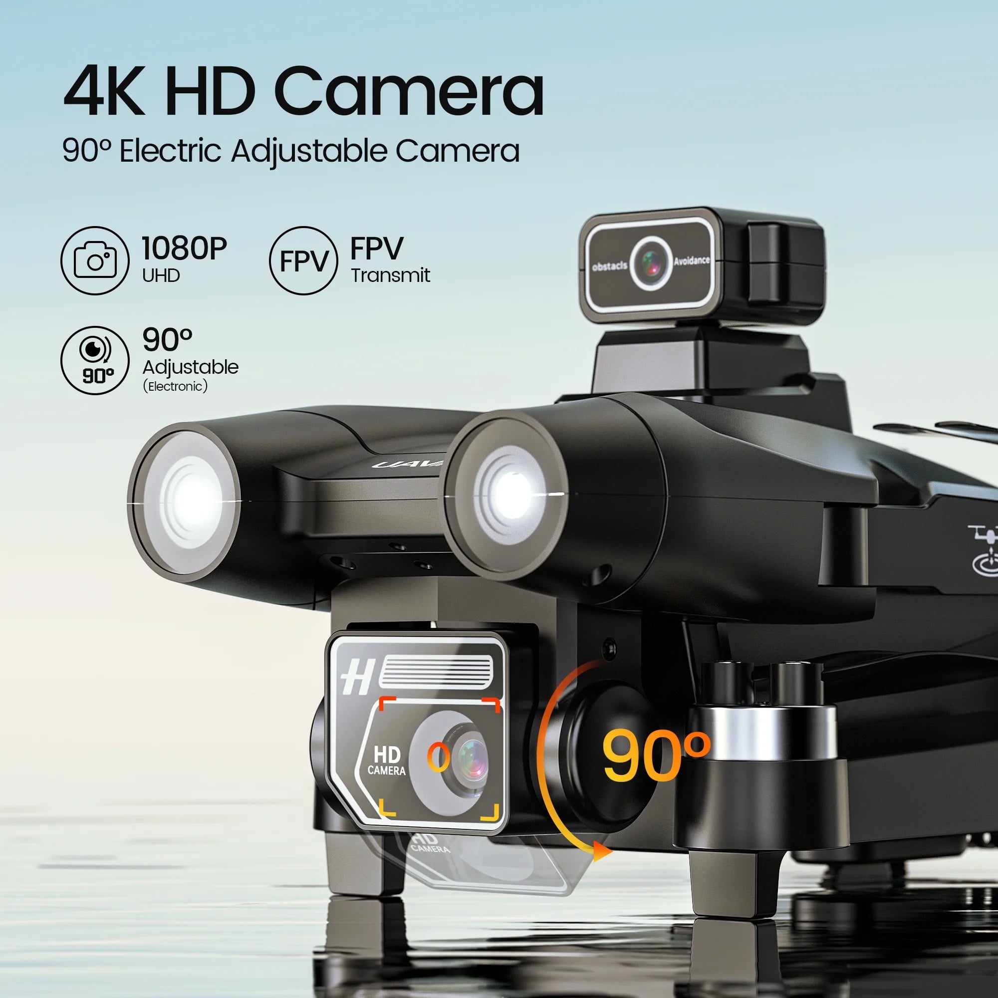 DEERC D75 GPS Drone with 4K Camera for Adults, Brushless Motor, Auto Return Home, 2 Batteries, Black