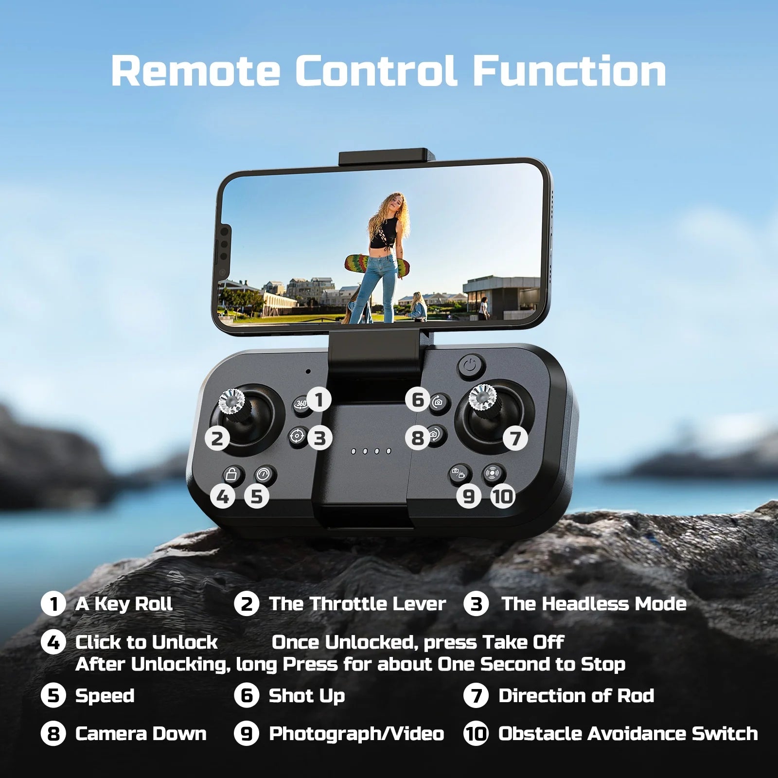 S5S Foldable Drones with Camera for Kids and Adults, Brushless Motor, 2 Batteries, Black