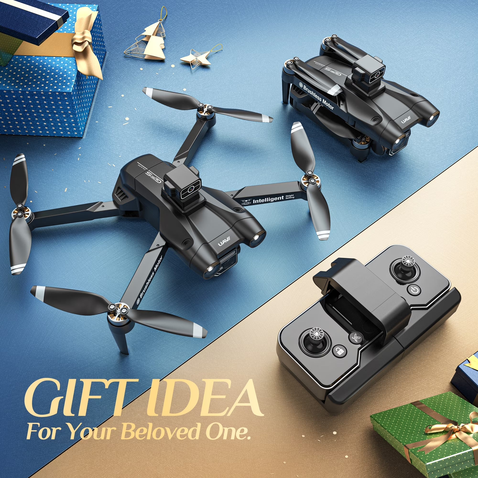 DEERC D75 GPS Drone with 4K Camera for Adults, Brushless Motor, Auto Return Home, 2 Batteries, Black
