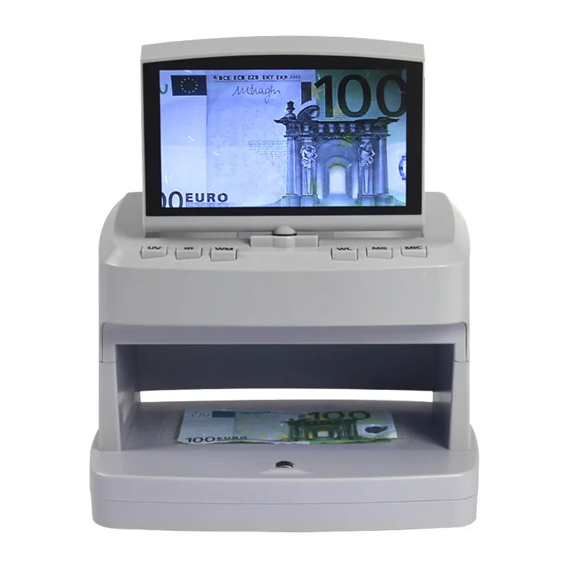V100 Money Detector UV/MG/IR/WM Bill Cash Checker Multi Currency Banknote Counterfeit Verifier Machine