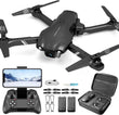V8 with 1080P HD Camera for Adults and Kids for Adults and Children FPV RC Quadcopter with LED Lights and Optical Flow Sensor, 2 Batteries, Black
