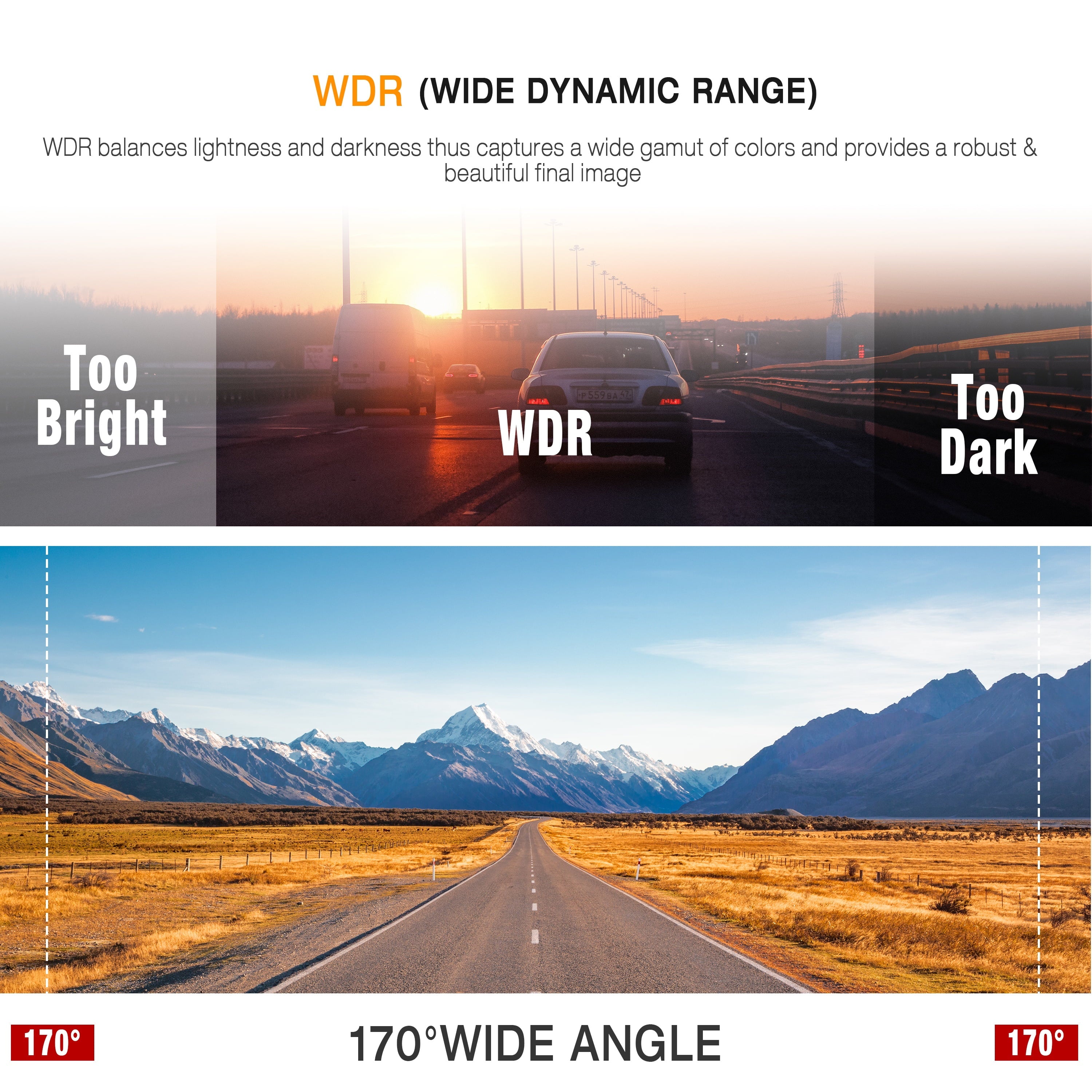 Dash Cam, 4K UHD Front Dash Camera，3'' Car Camera with 170° Wide Angle, WDR, G-Sensor, Parking Mode