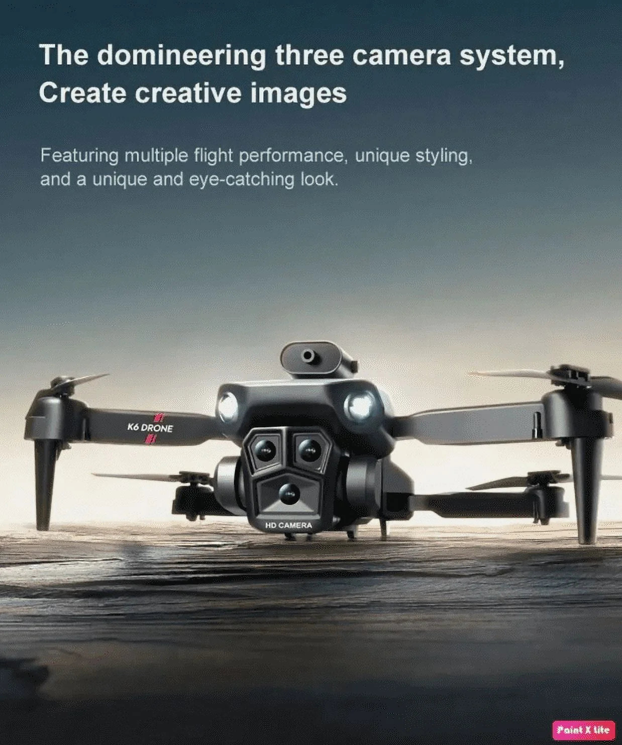 2024 New RC Drone with 4K Ultra HD Triple Camera, Wifi FPV Foldable Quadcopter +4 Battery,
