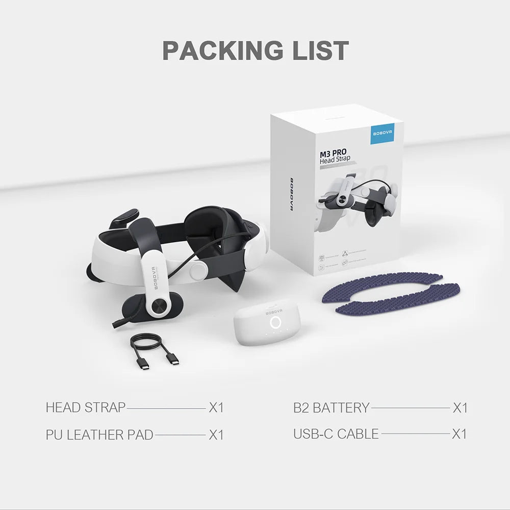 BOBOVR M3PRO Battery Head Strap Suitable for  Quest 3S VR Multi-Point Adjustment 5200Mah Battery Pack VR Accessories