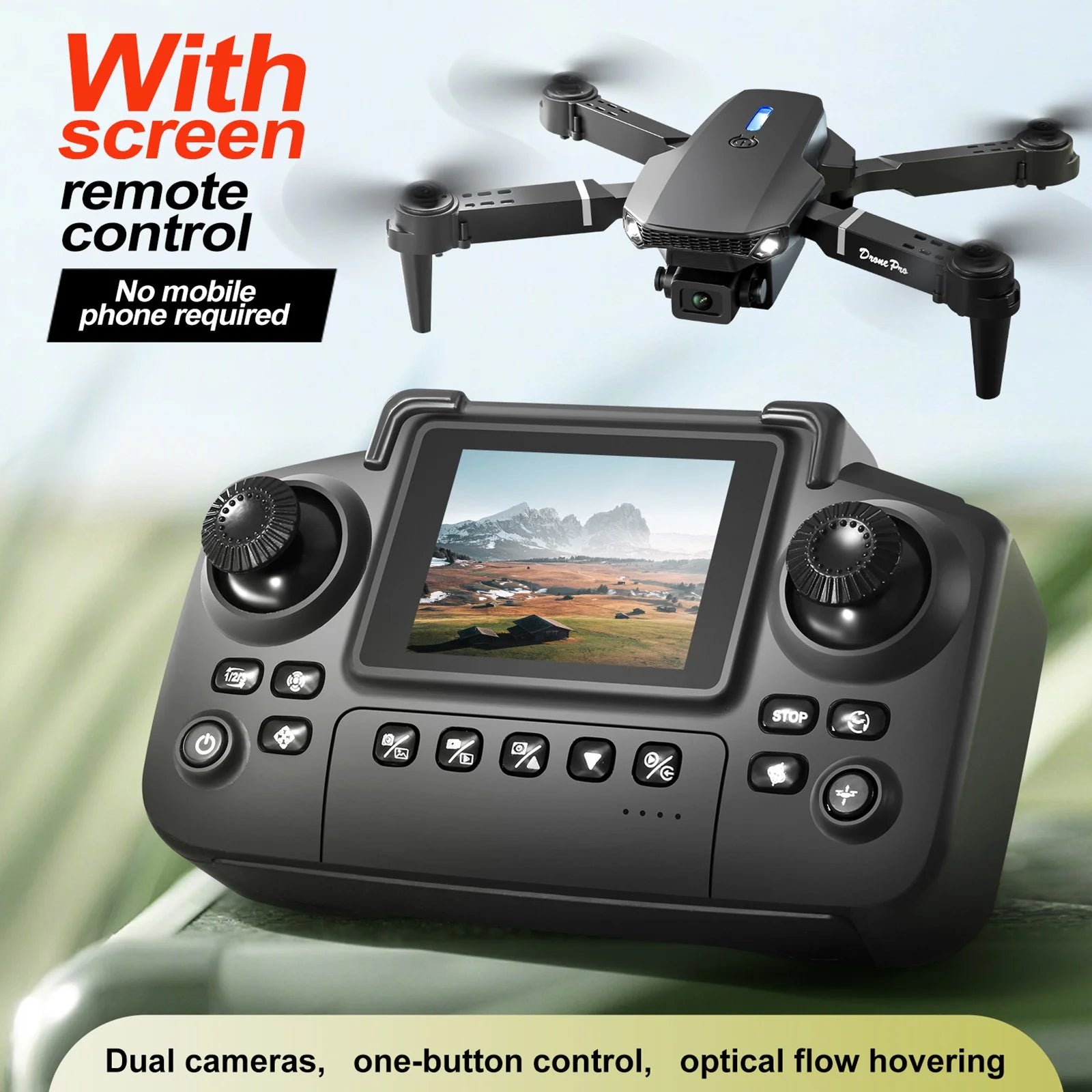 Drone with Camera for Beginners, Remote Control Quadcopter with Screen Display, Altitude Hold Headless Mode, Foldable RC Drone with Carrying Case, HD Aerial Photography(Black)