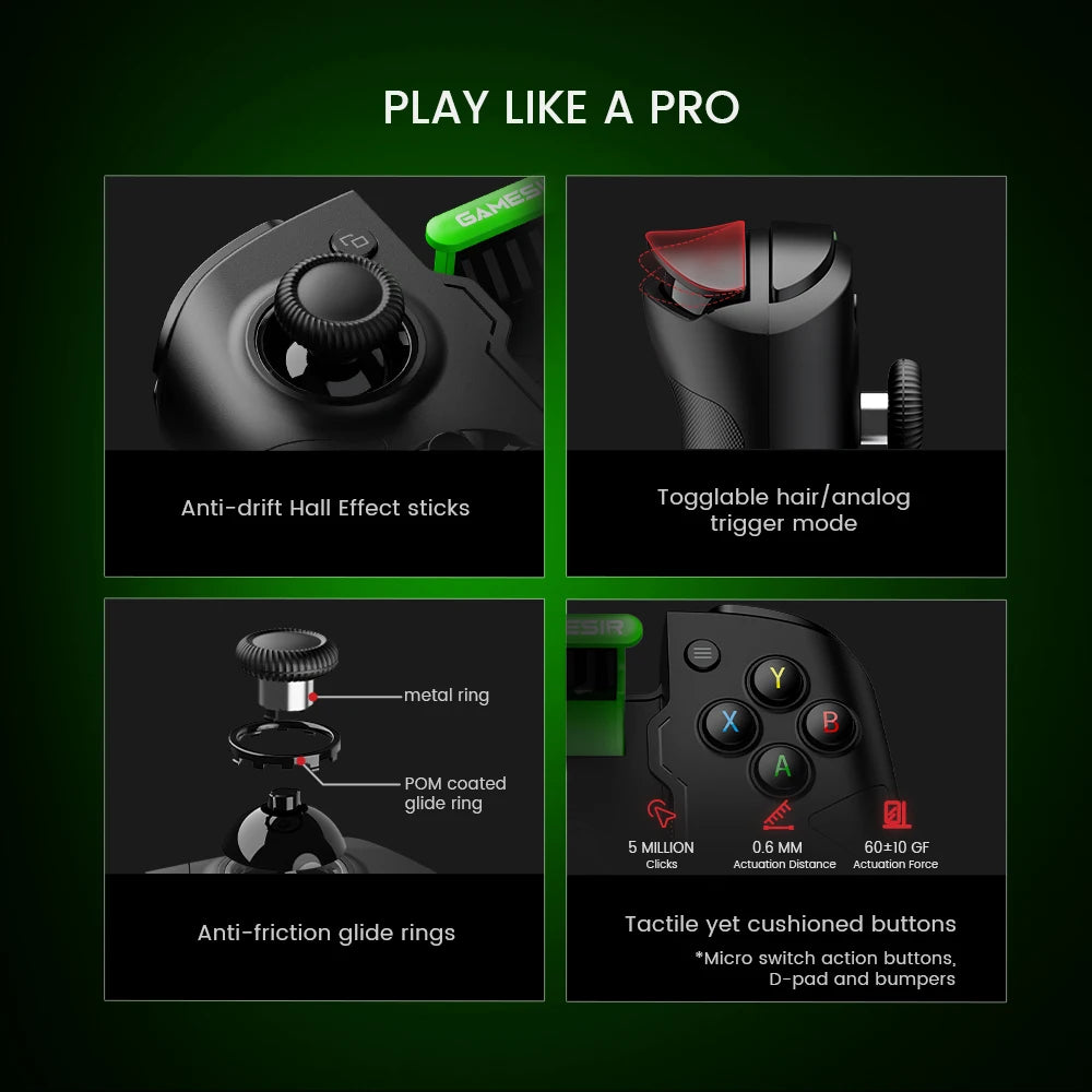 Gamesir X4 Aileron Bluetooth Mobile Phone Gamepad Xbox Authorization Gaming Controller with  Effect, Portable Joycon
