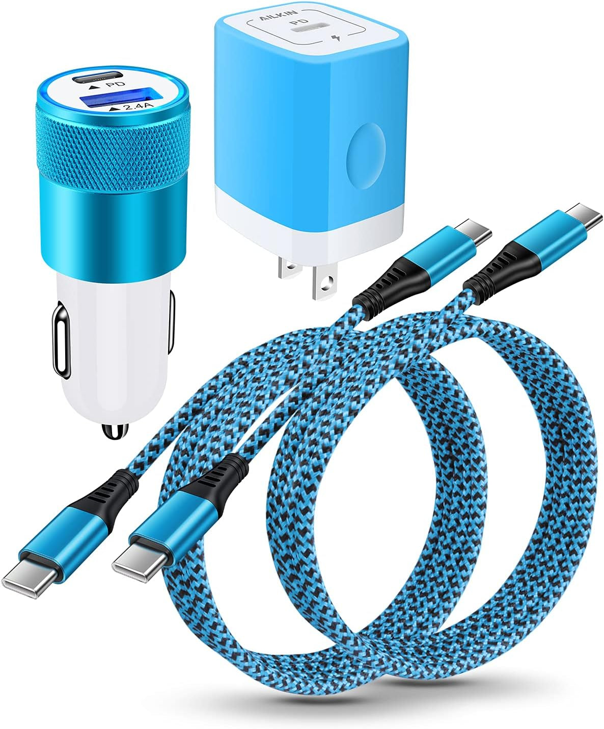 4Pack Type C Chargers, 20W PD Charger Block+30W Car Charger+2 X 60W USBC to USB-C Cables Quick Charge 3.0 C Charger for Samsung Galaxy S21+ Ultra 5G S20 A51 A71 Note 21 Google Pixel 6 5 4A 4XL, Moto