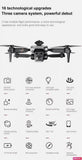 2024 New RC Drone with 4K Ultra HD Triple Camera, Wifi FPV Foldable Quadcopter +4 Battery,