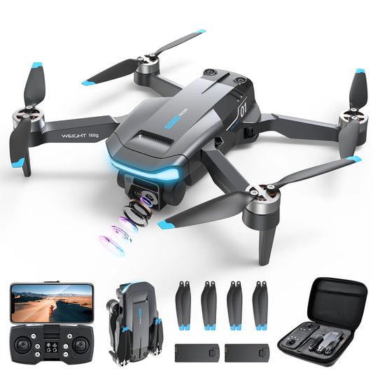 GPS Drone F194 with Camera for Adults 4K ,  Foldable Drone for Beginners with Auto Return Home, Optical Flow Positioning, Follow Me, Brushless Motor, 2 Batteries