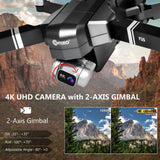 F35 GPS Drone with Camera, 4K Drone with 2-Axis Gimbal, Brushless Motor, Includes Carrying Case, Gray