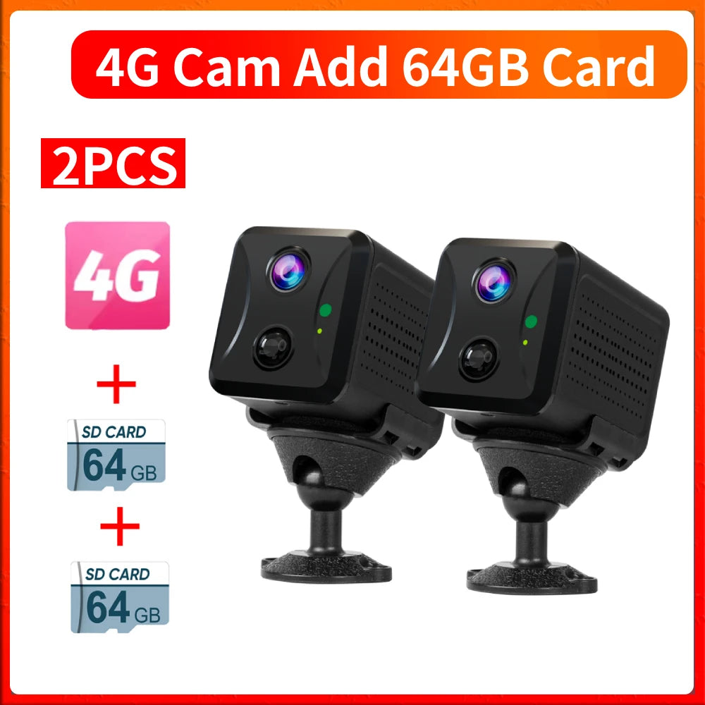 2PCS  5MP Mini Camera 4G/Wifi Security Camera 2400Mah Indoor Home Surveillance Cam PIR Human Motion Auto Tracking Ubox