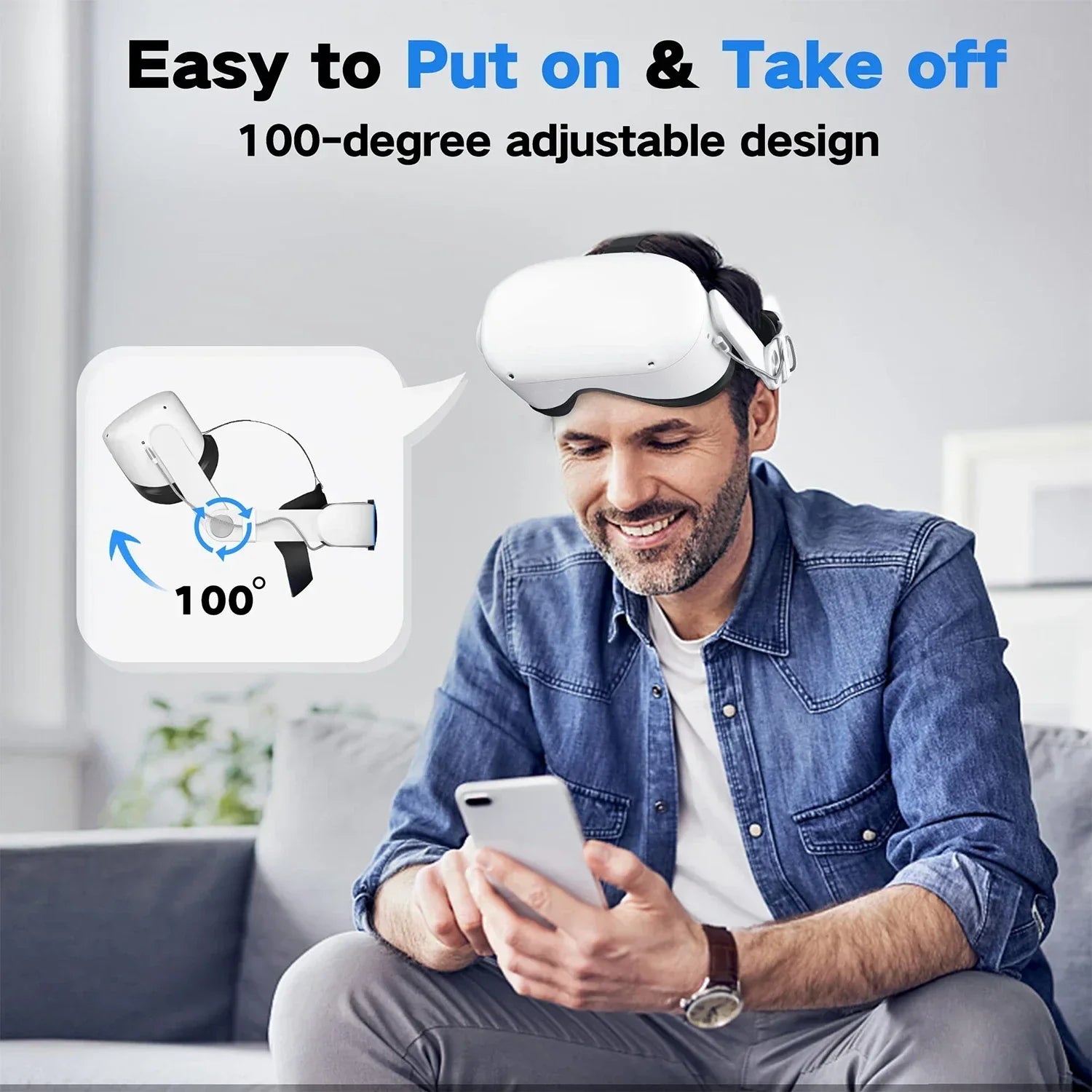 Elite Strap Whith Battery for Oculus Quest 2 VR Headset Adjustable Head Strap 10000Mah Power Bank for  Accessories